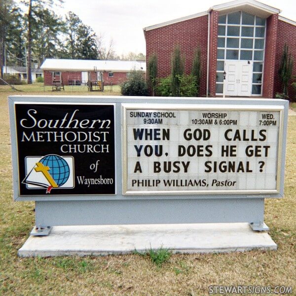 Church Sign for Southern Methodist Church of Waynesboro