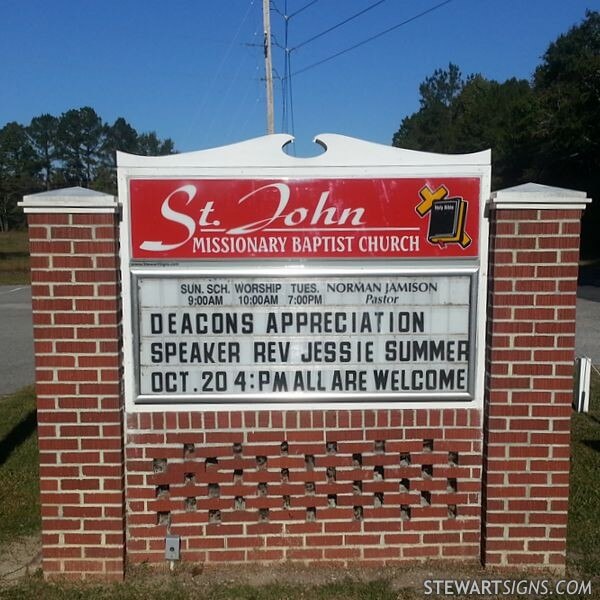 Church Sign for St. John Missionary Baptist Church