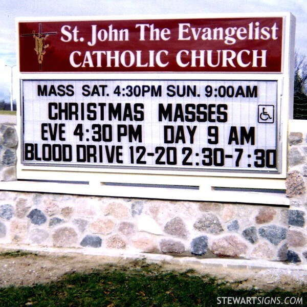 Church Sign for Saint John the Evangelist Catholic Church