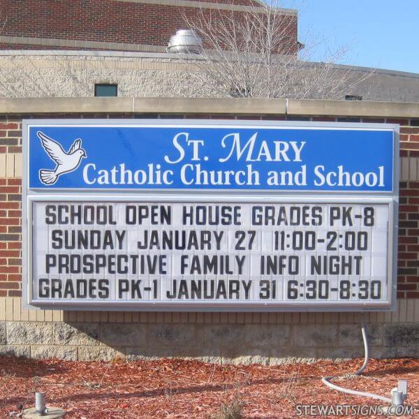 Church Sign for St. Mary Catholic Church and School