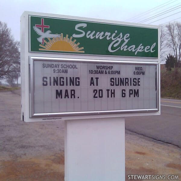 Church Sign for Sunrise Chapel