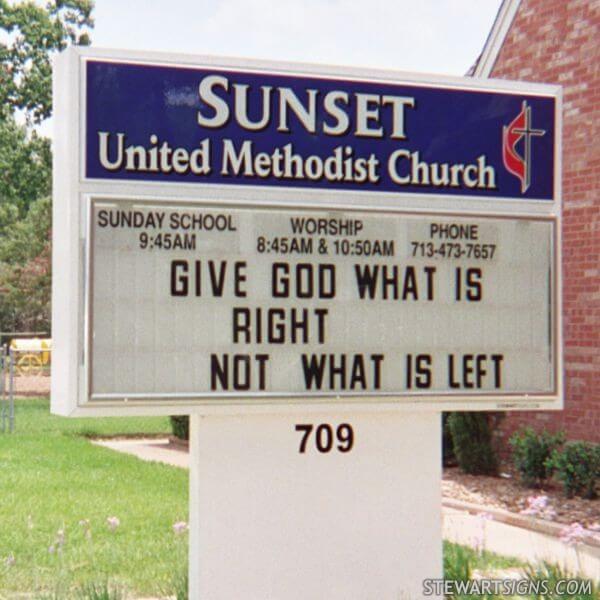 Church Sign for Sunset United Methodist Church