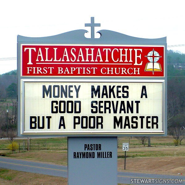 Church Sign for Tallasahatchie First Baptist Church