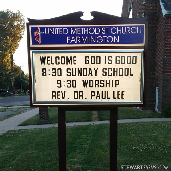 Church Sign for United Methodist Church of Farmington