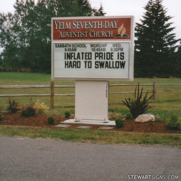 Church Sign for Yelm Seventh-day Adventist Church