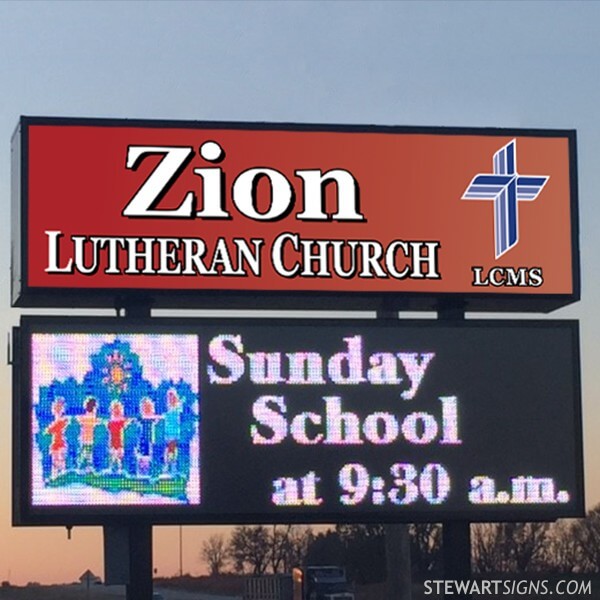 Church Sign for Zion Lutheran Church