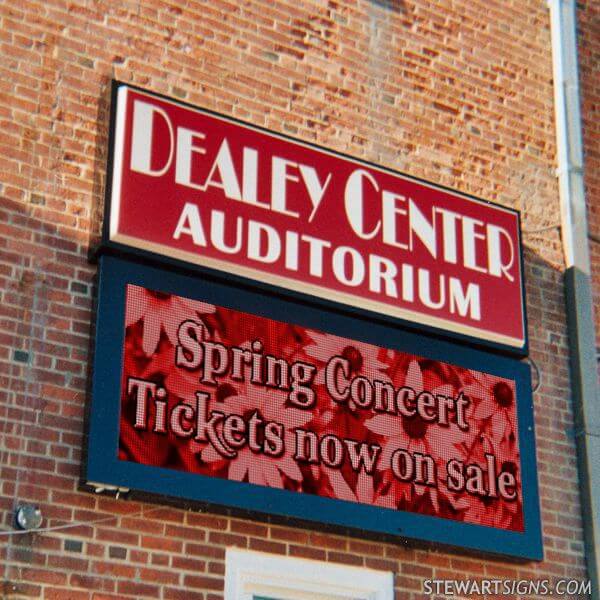 Military Sign for Dealey Center Auditorium