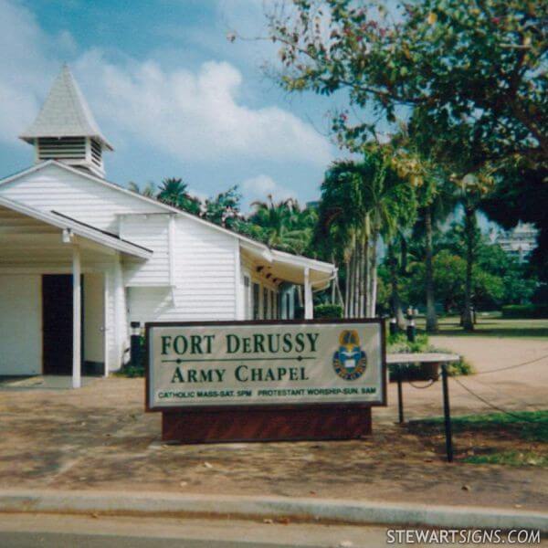 Military Sign for Fort Derussy Army Chapel