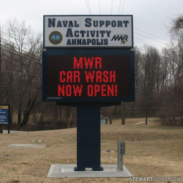 Military Sign for Support Activity MWR - Annapolis