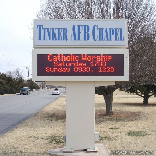 Military Sign for Tinker Air Force Base Chapel