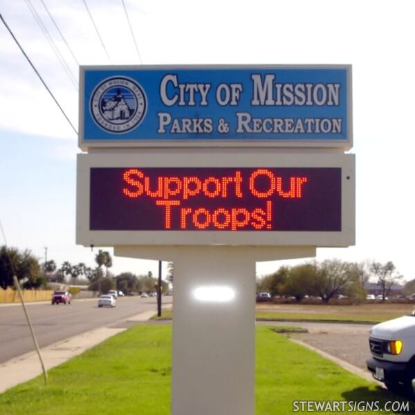 Municipal Sign for City of Mission Parks and Recreation Department