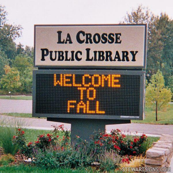 Municipal Sign for La Crosse Public Library - La Crosse, IN