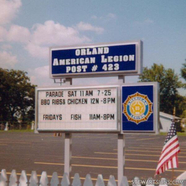 Civic Sign for Orland American Legion Post # 423