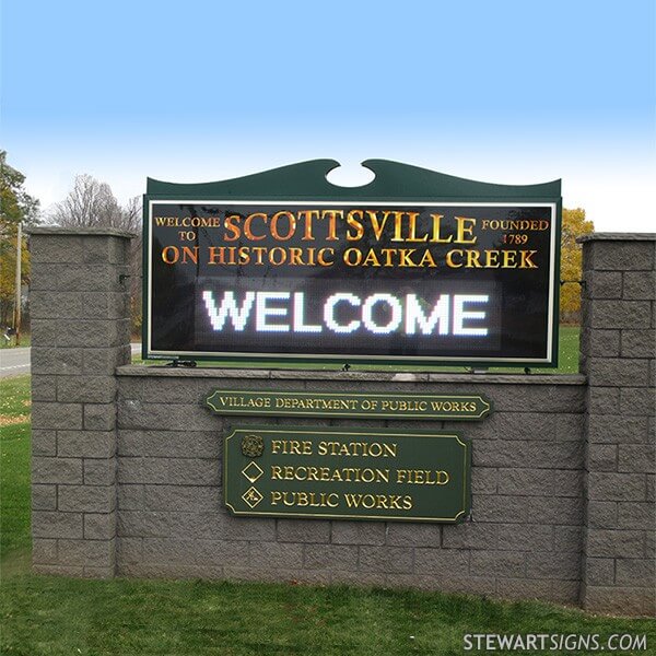 Municipal Sign for Scottsville on Historic Oatka Creek