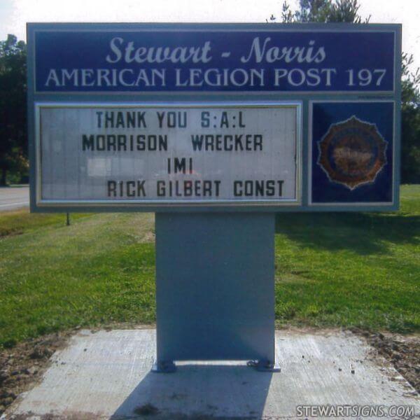 Civic Sign for American Legion Post 197