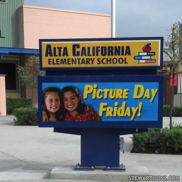 School Sign for Alta California Elementary School