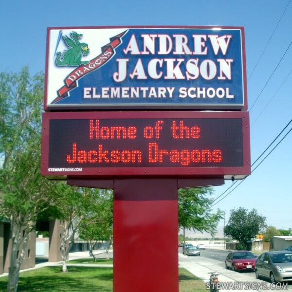 School Sign for Andrew Jackson Elementary School