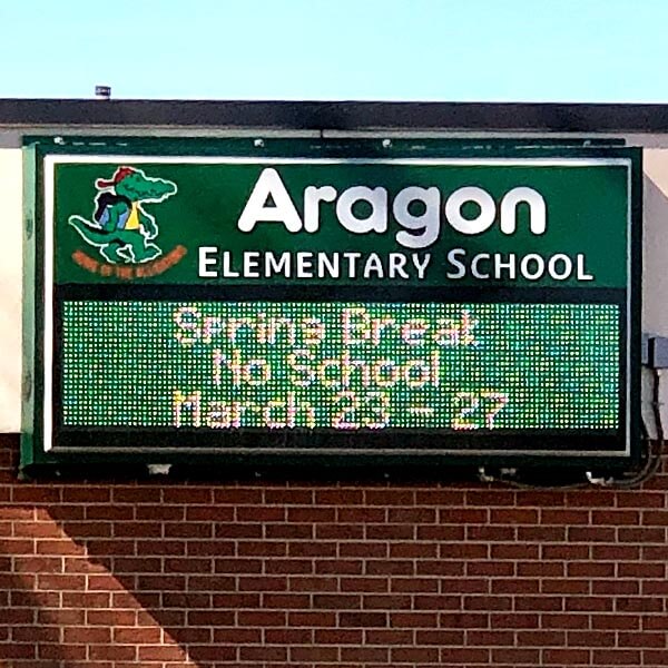 School Sign for Aragon Elementary School