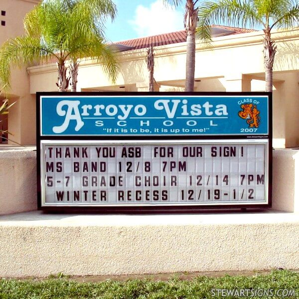 School Sign for Arroyo Vista Elementary School