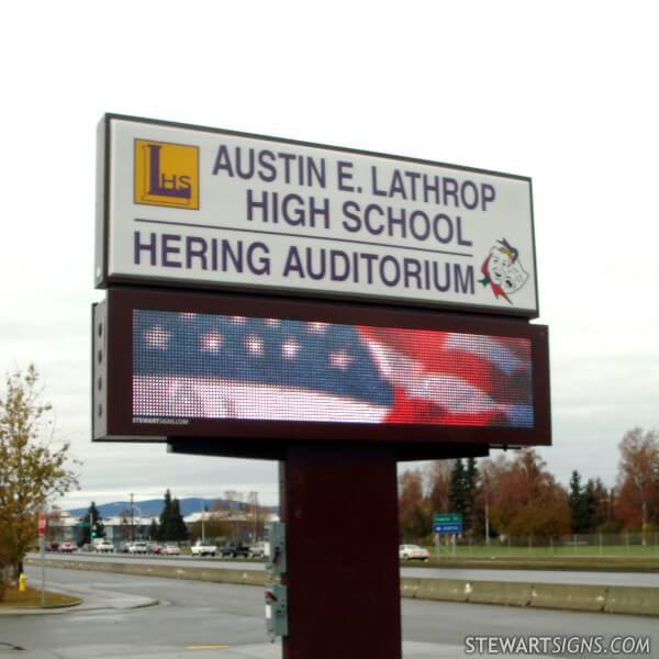 Business Sign for Austin Lathrop High School Hering Auditorium