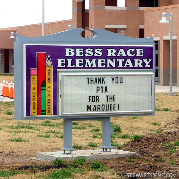 School Sign for Bess Race Elementary School