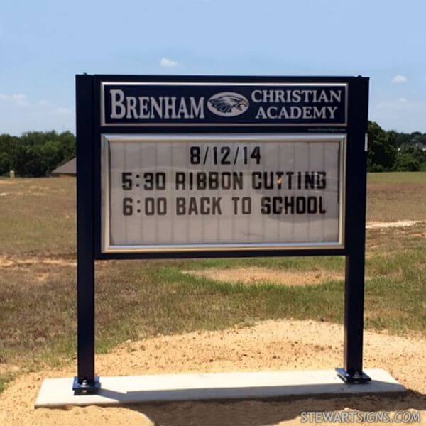 School Sign for Brenham Christian Academy