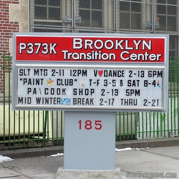 School Sign for P.S. 373k Brooklyn Transition Center