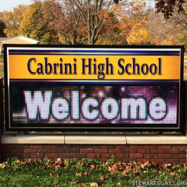 School Sign for Cabrini High School