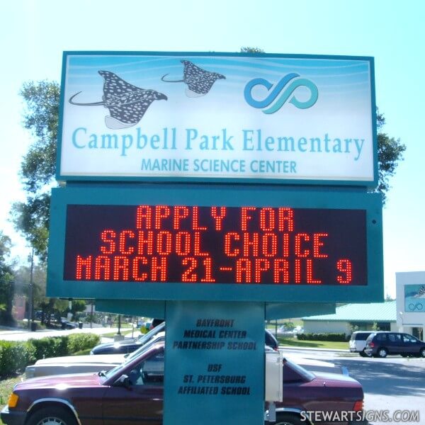 School Sign for Campbell Park Elementary School