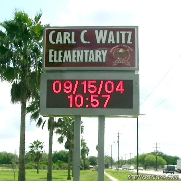 School Sign for Carl Waitz Elementary School