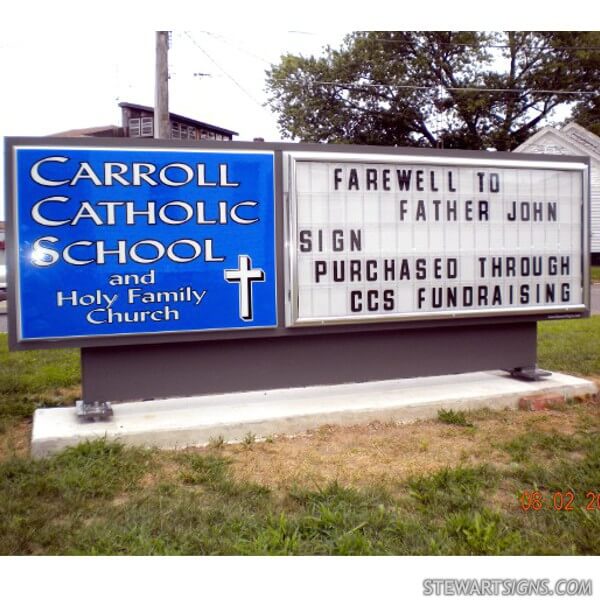 School Sign for Carroll Catholic School