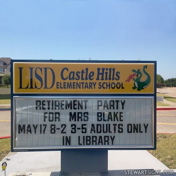 School Sign for Castle Hills Elementary School