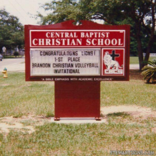 School Sign for Central Baptist Christian School