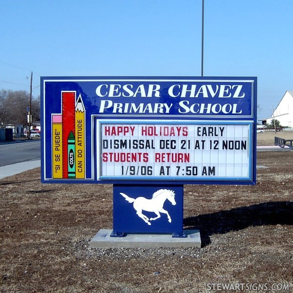 School Sign for Cesar Chavez Primary School