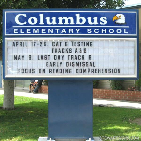 School Sign for Columbus Elementary School