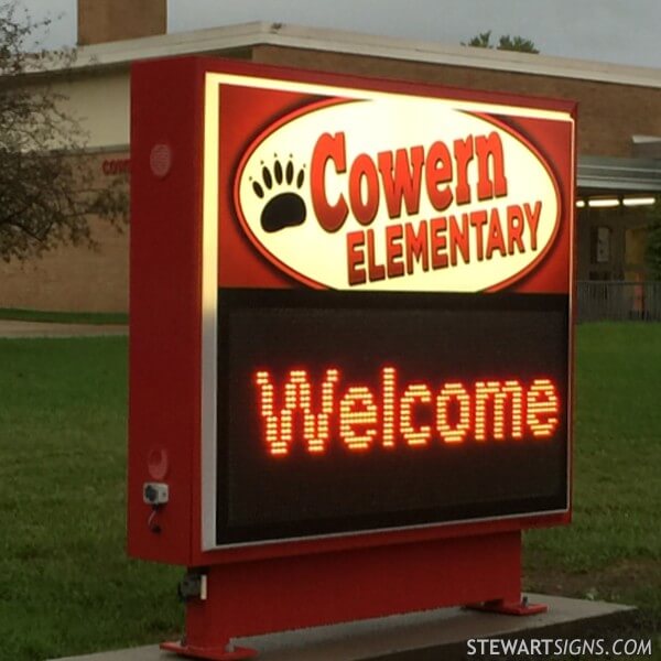 School Sign for Cowern Elementary School