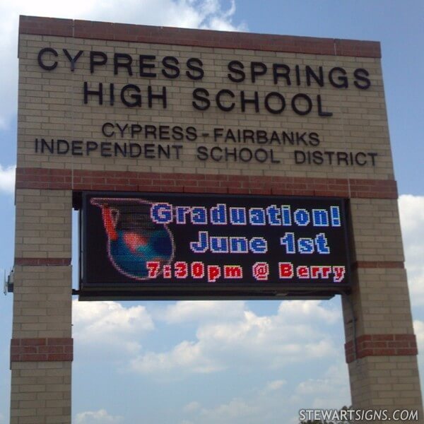 School Sign for Cypress Springs High School