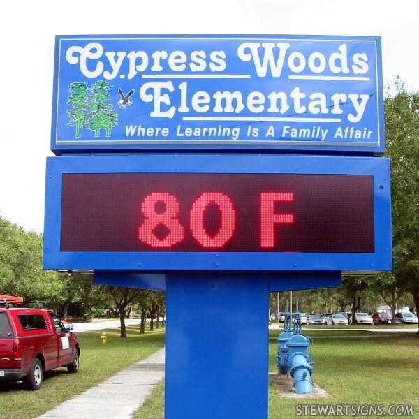 School Sign for Cypress Woods Elementary School