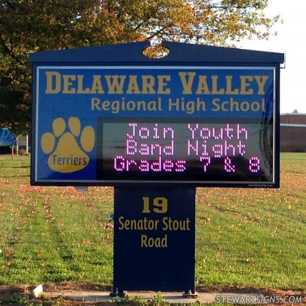 School Sign for Delaware Valley Regional High School