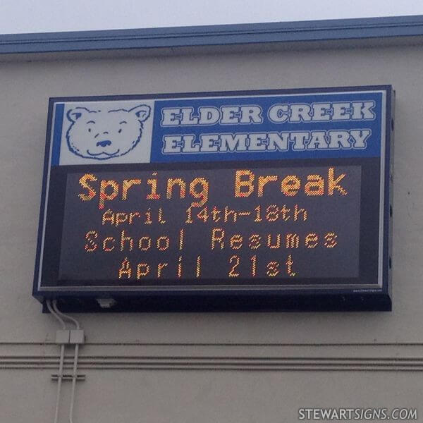 School Sign for Elder Creek Elementary School