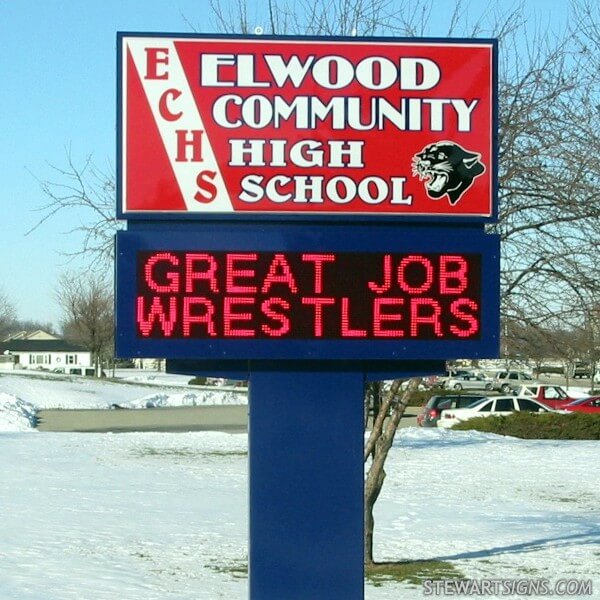 School Sign for Elwood Community High School