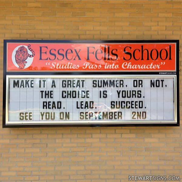 School Sign for Essex Fells Elementary School