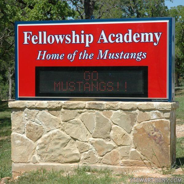 School Sign for Fellowship Academy