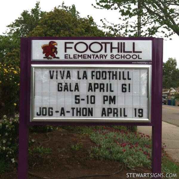 School Sign for Foothill Elementary School