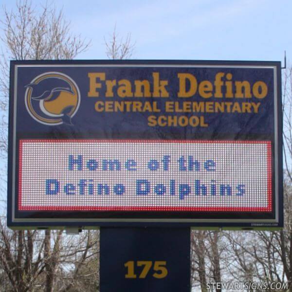 School Sign for Frank Defino Central School