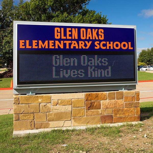 School Sign for Glen Oaks Elementary School - Mckinney, TX