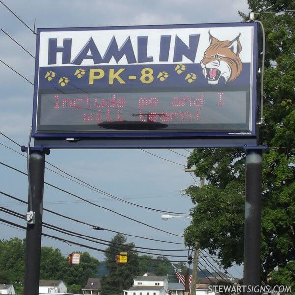 School Sign for Hamlin Community School Pk-8