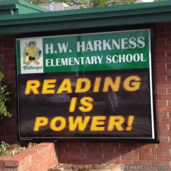 School Sign for H. W. Harkness Elementary School