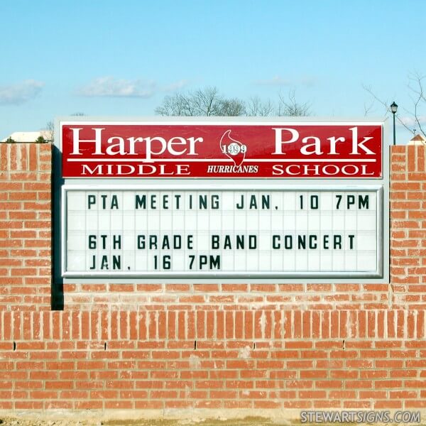 School Sign for Harper Park Middle School