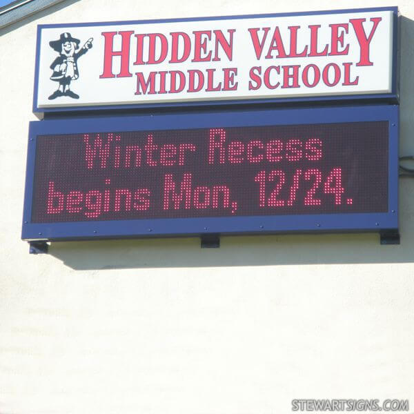 School Sign for Hidden Valley Middle School